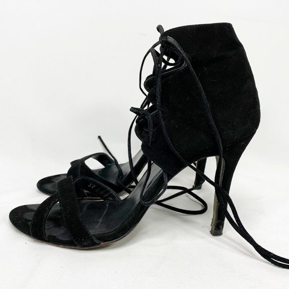 PLOMO Black Suede Ally Heeled Sandals - Picture 5 of 7